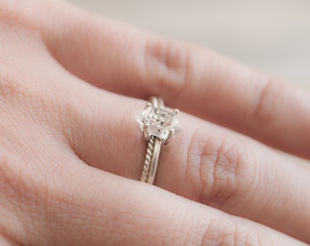 Herkimer diamond ring. Sterling silver and Quartz natural crystal ring