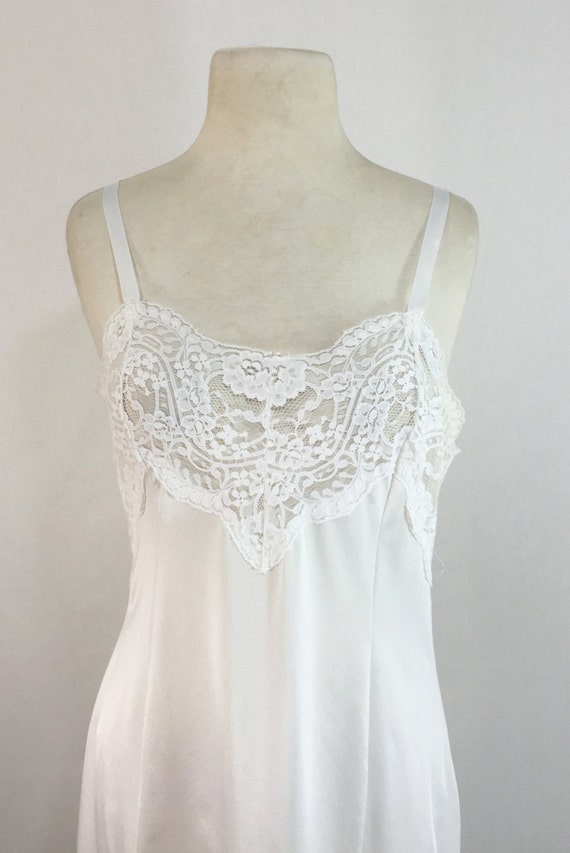 Items similar to Vintage Lingerie: 80s White Lace and Nylon Dress Slip ...