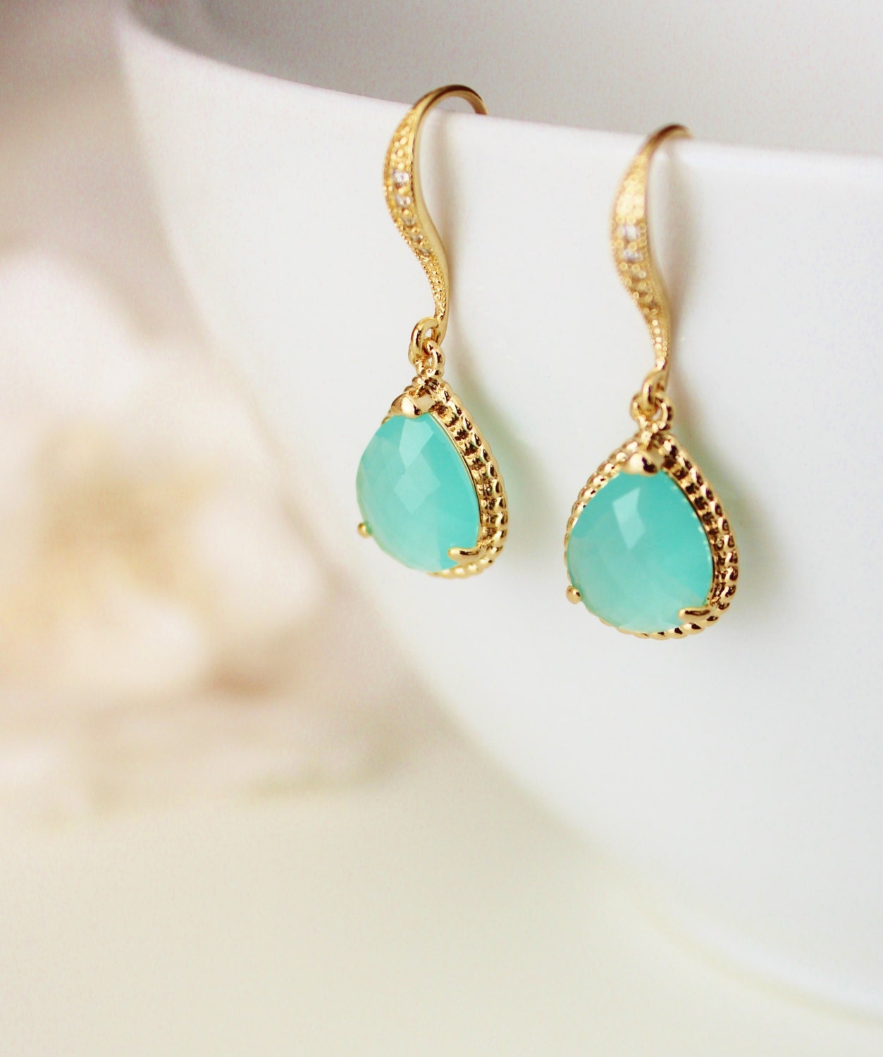 Mint Green Earrings Mint Wedding Bridesmaid Gift Idea Mint
