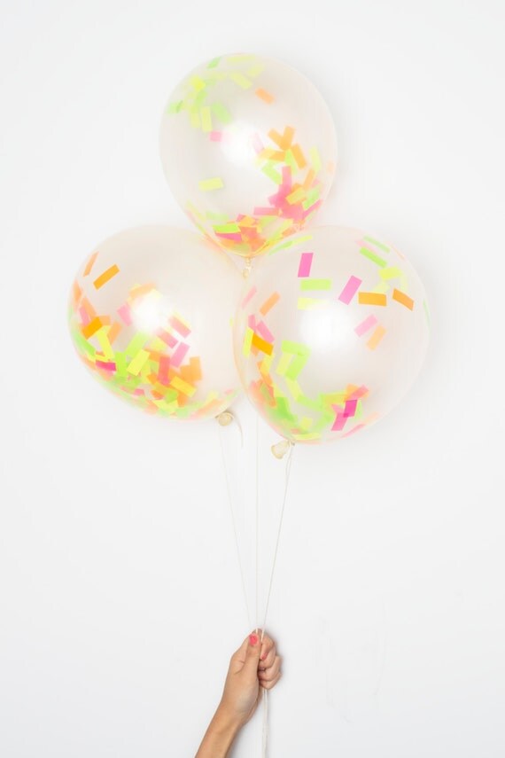 Confetti Balloons / 11 Neon DIY Set of 12