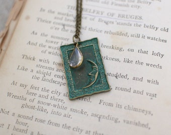 Moondrop Necklace - Custom Length - Antique Bronze