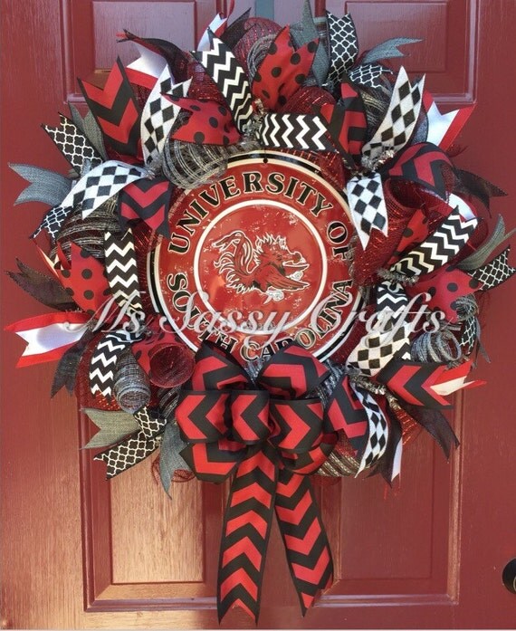 University of South Carolina - USC - USC Deco Mesh Wreath - Gamecocks ...