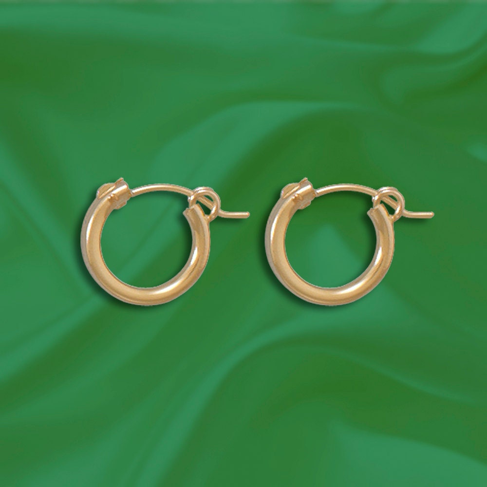 12/20 Gold Filled 2 mm x 12 mm Hoop Earrings by SilverJewelryMall