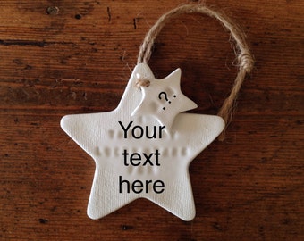 Custom white clay decoration ~ personalised ~ Mother's Day gift ~ new baby gift ~ wedding gift ~ wedding favor ~ baby shower