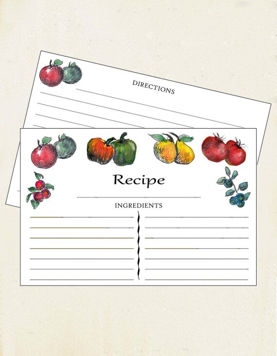 Recipe Cards Fruits and Vegetables