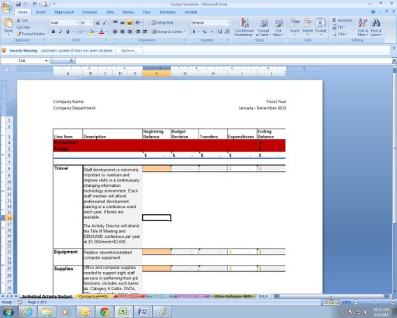 Higher Education Department Budget Excel Spreadsheet Template