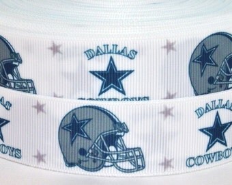 3 yards 1" Dallas Cowboys Grosgrain Ribbon - Cowboys Ribbon - 3 yards Cowboys Grosgrain Ribbon - 1" Dallas Cowboys Grosgrain Ribbon