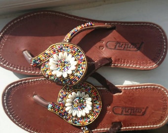 Items similar to African Masai Beaded Sandals on Etsy