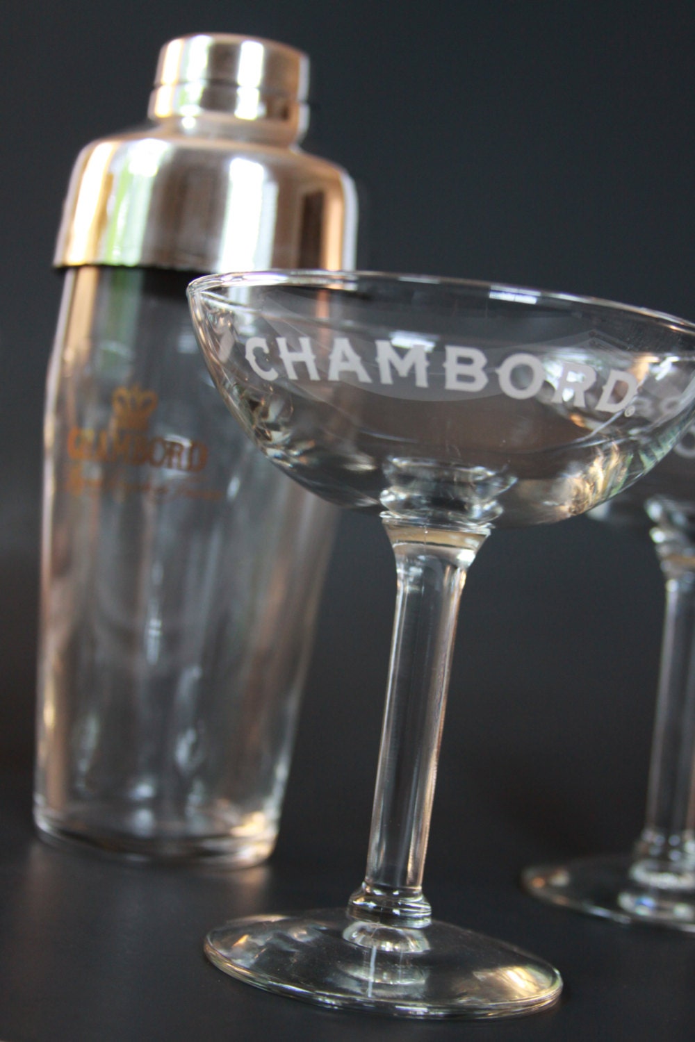 Chambord Cocktail Shaker and Set of 4 by