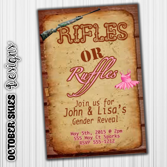 Rifles Or Ruffles Gender Reveal by OctoberSkiesDesigns on Etsy