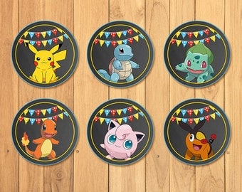 Pokemon Cupcake Toppers Chalkboard * Pokemon Stickers * Pokemon Birthday * Pokemon Printables * Pikachu Party * Pokemon Party Favors