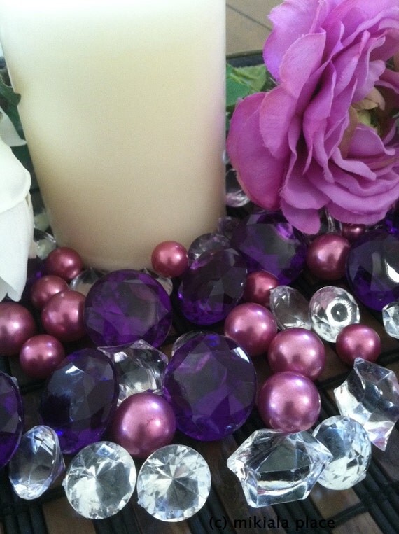Vase Fillers 70pcs Purple Jumbo Acrylic Diamond Confetti And