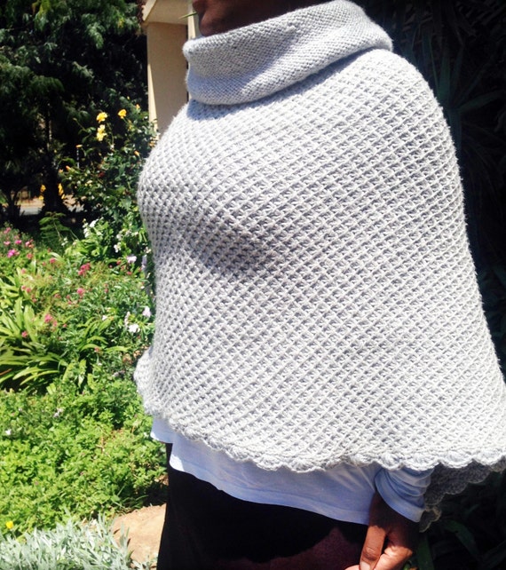 Poncho Knitting Pattern PDF Warm and Toasty Asymmetrical Knitted Poncho With ...
