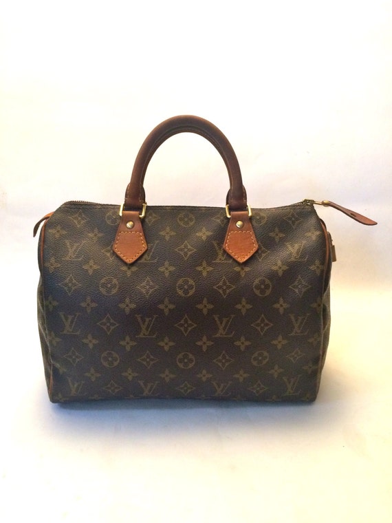 Louis Vuitton Vintage Speedy 30 Brown Tote Bag Original Lock