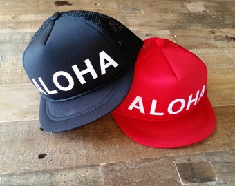 ALOHA Snapback Hat | Custom Trucker Hat | Aloha Trucker Hat | Toddler Snapback | Kid Hat | Kid Trucker Hat | Adult Aloha Hat | Custom Hat