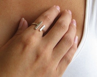 Silver Bar Ring - Sterling Silver Ring - Modern Ring