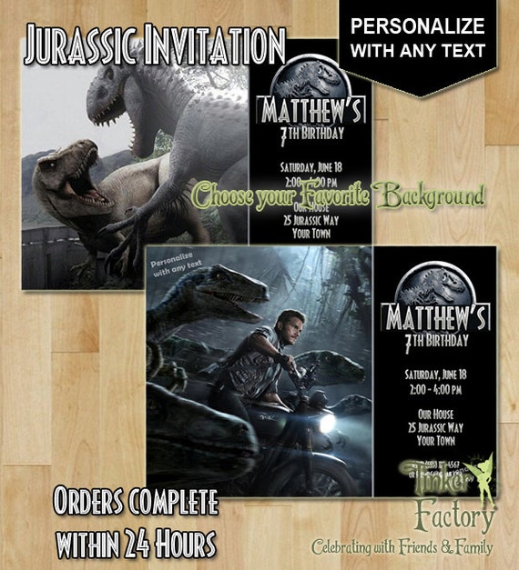 Jurassic World Birthday Party Invitation - Choose from 8 Backgrounds - Digital File - Printable - Dinosaurs