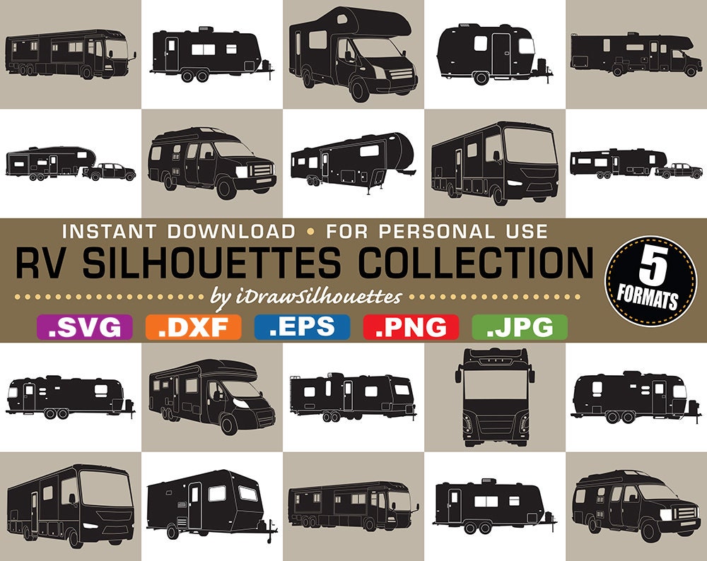 Download 16 RV / Motorhome / Travel Trailer Silhouette Clip Art Images