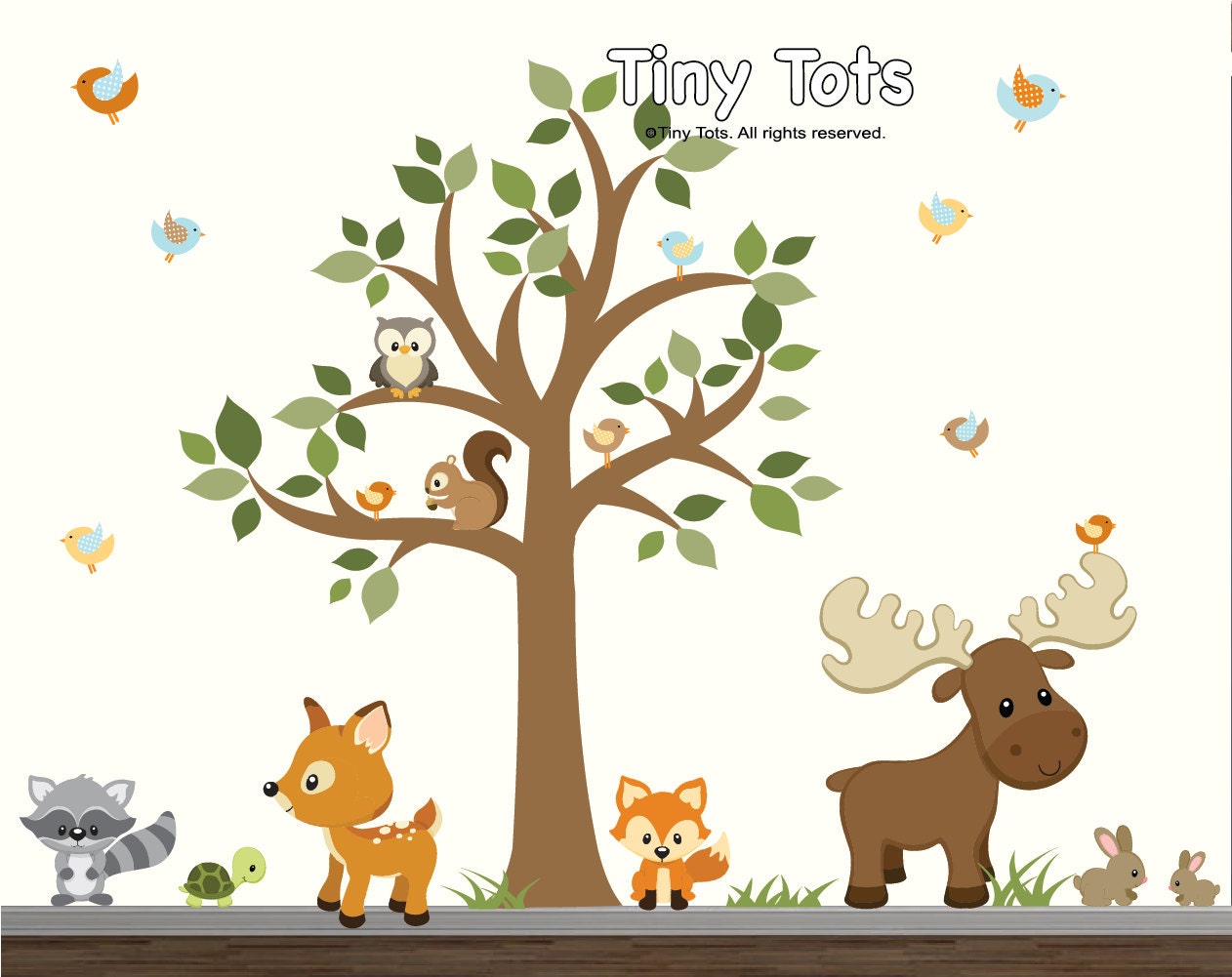 Nursery Tree Wall Decal Forest Set with Woodland Animals-Tree