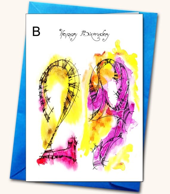 29th Birthday Greeting card Personalised cards by LubaFenwickGifts