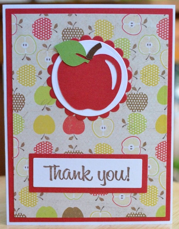 apple thank you card for teachershandmade
