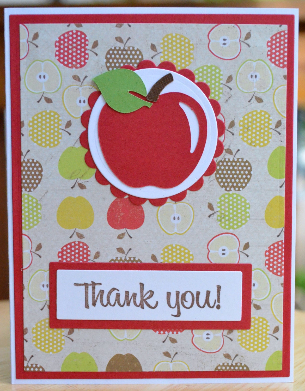 Apple Thank You Card for Teachers-Handmade by TreasureIslandCards