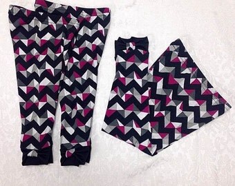 Chevron Leggings (black/grey/white/magenta)