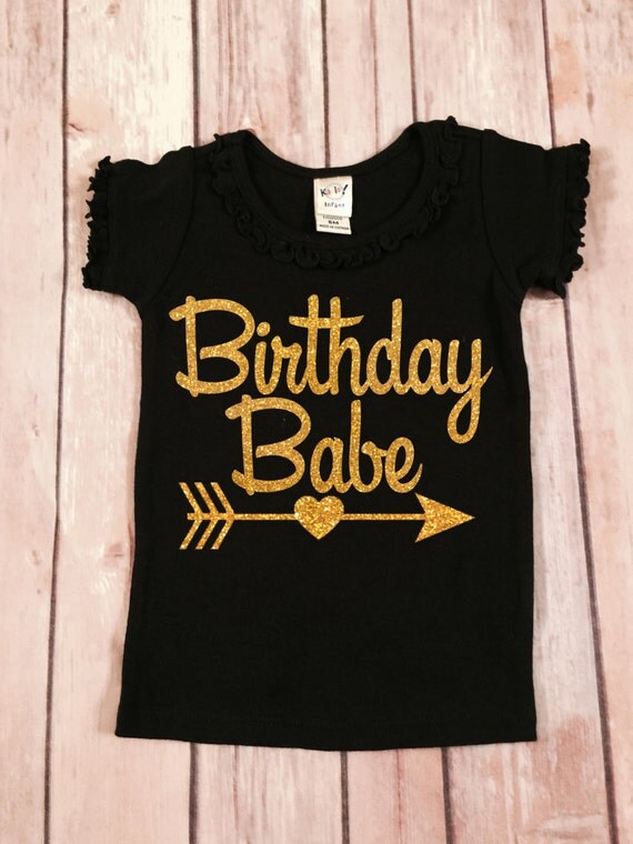 Birthday Babe Birthday Shirt Baby Birthday Tee Gold by SnowSew