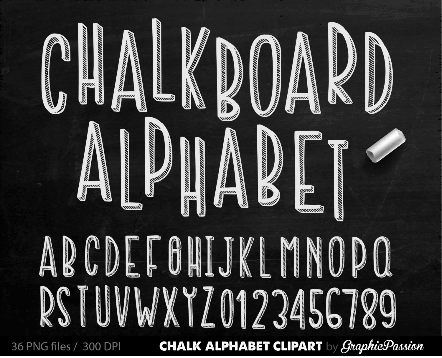 ALPHABET Chalkboard Clipart Digital Chalk Alphabet Clip Art