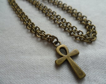 Ankh necklace,bronze ankh necklace,egyptian,ankh charm necklace,bronze necklace,ankh jewellery,gift,cross necklace,ankh pendant