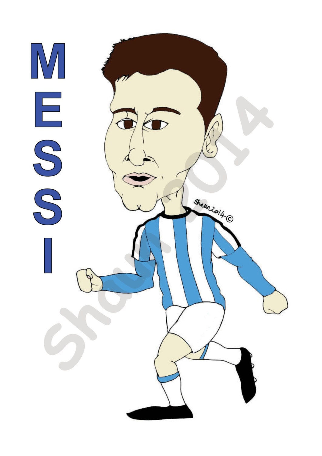 Lionel Messi Argentina Hand Drawn Caricature Original Art