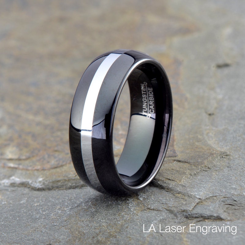 Black Polished Tungsten Mens Women's Tungsten by LALaserEngraving