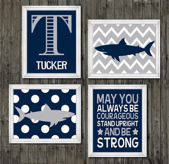 Boys Nursery Decor Shark Nursery Decor Gray And Navy Blue   Il 570xN.794225033 Mx54 