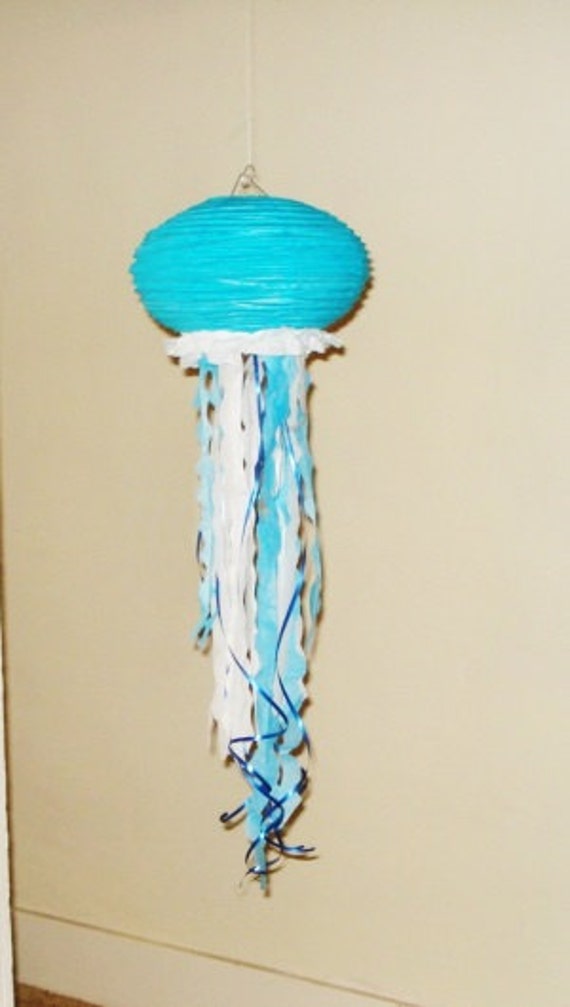 Blue Jellyfish Paper Lanterns. Party Decorations Baby Shower