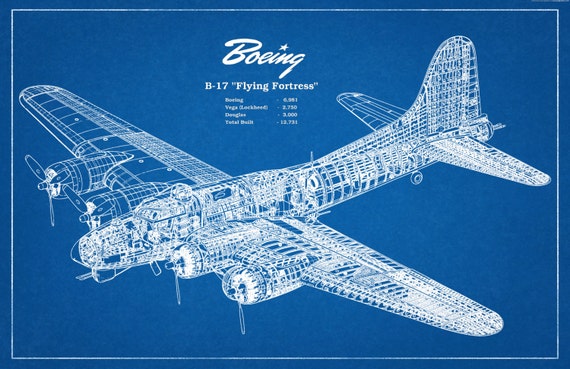 1935 Boeing B17 Flying Fortress WWII Bomber Airplane Art