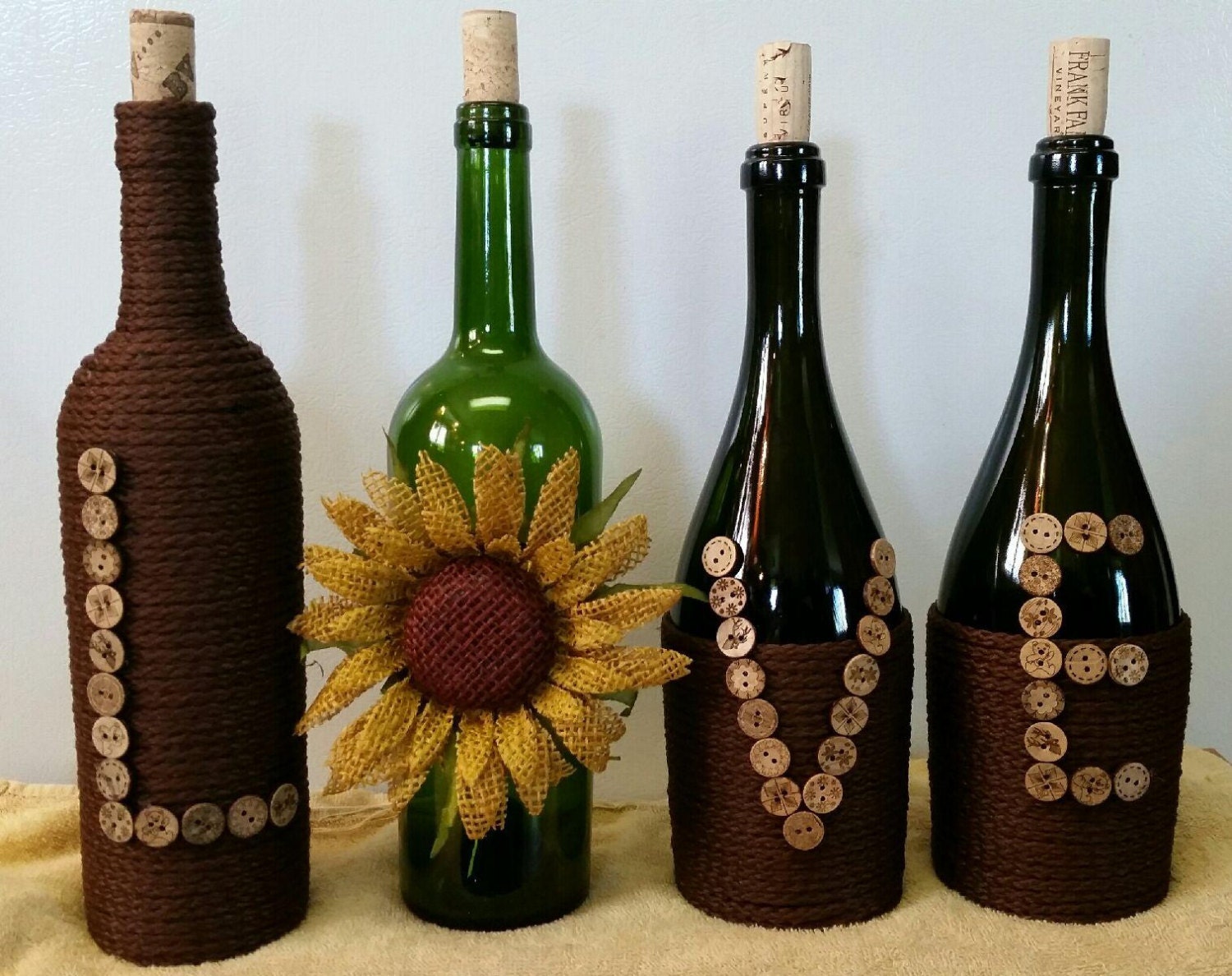 burlap wine bottle