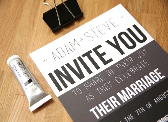 Gay Wedding Invitation Stationery SAMPLE Set by ShoshyCadoodle