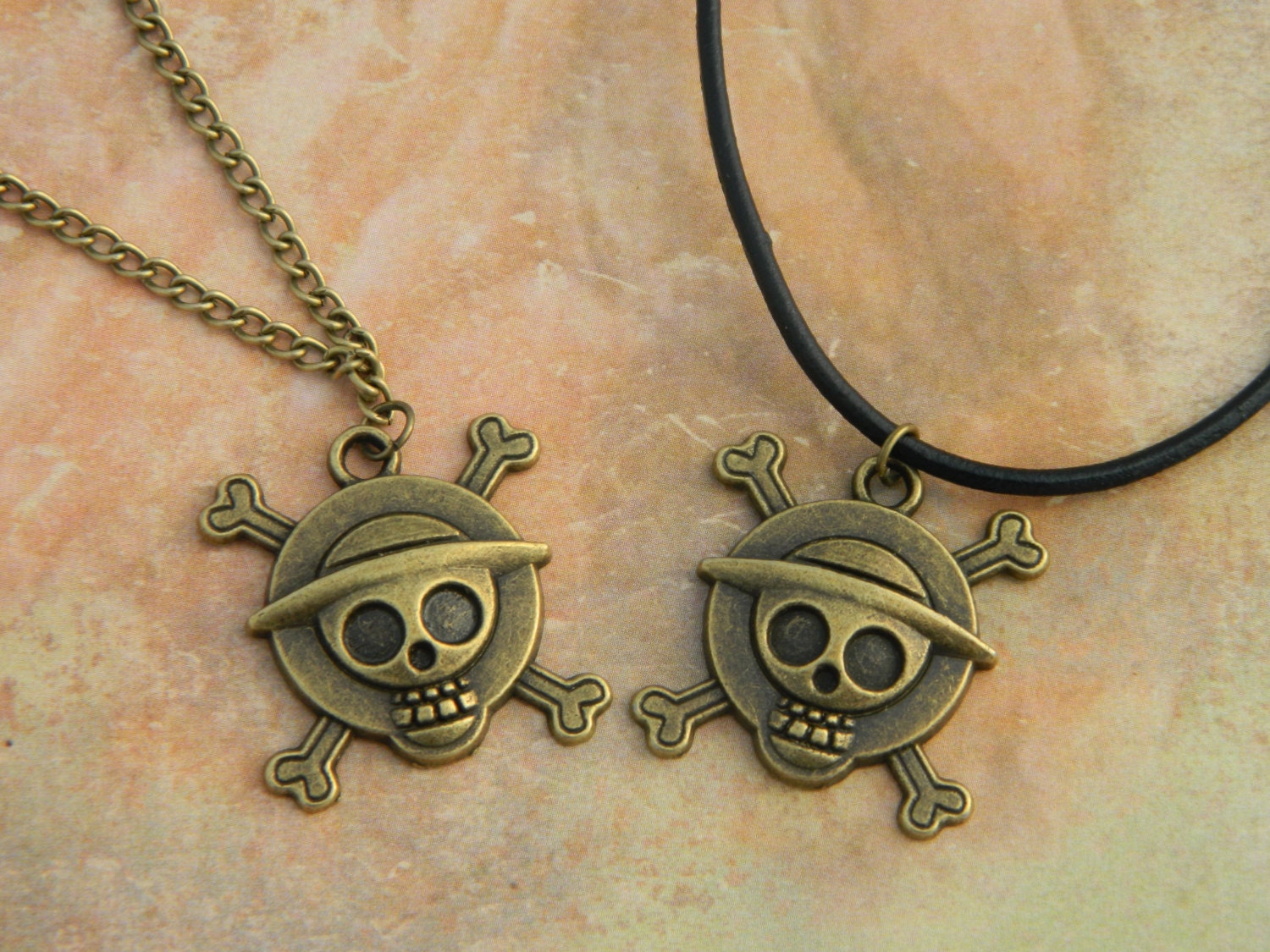 One Piece Necklace Monkey D Luffy Jolly by FairyFountainGifts