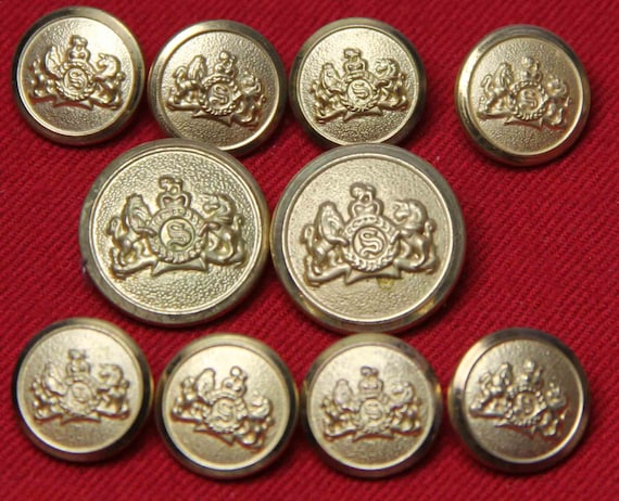 Men's Waterbury Stafford Blazer Buttons Set Brass Shank Gold S Monogram ...