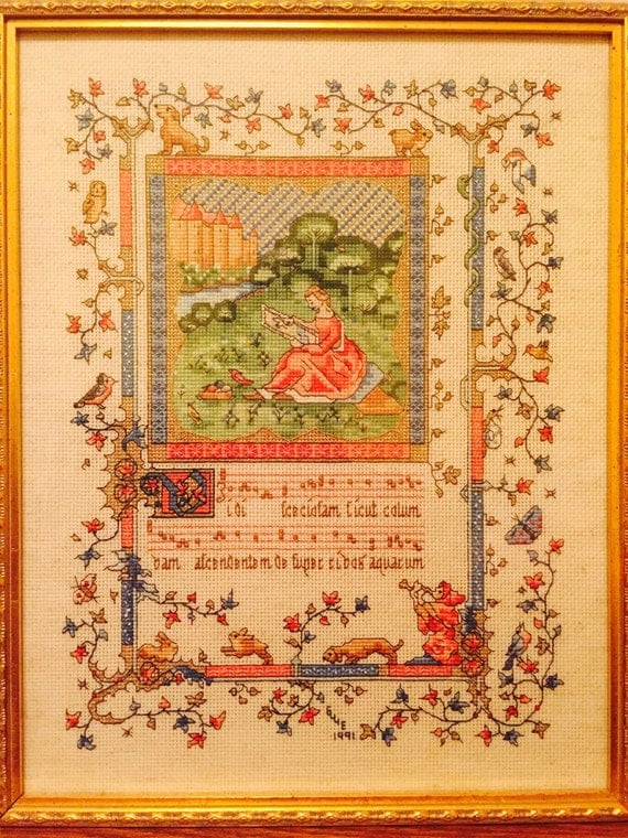 Vintage Eastern European Cross stitch Scene by TheMossAndTheWillow