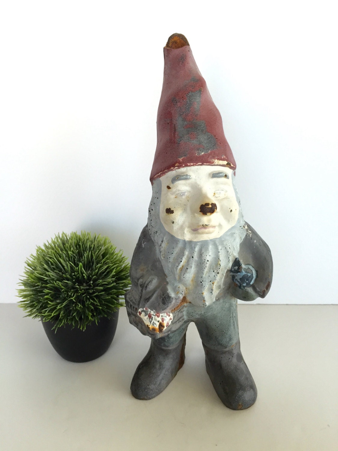 Cast Iron Garden Gnome Doorstop Antique Collectible