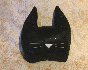 cat sequin pillow