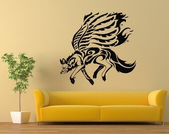 wall vinyl sticker decals mural room design pattern wolf dog wild animal wings bo755 - Wall Vinyl Designs wall vinyl sticker decals mural room design pattern wolf dog wild animal wings bo755 - Wall Vinyl Designs
