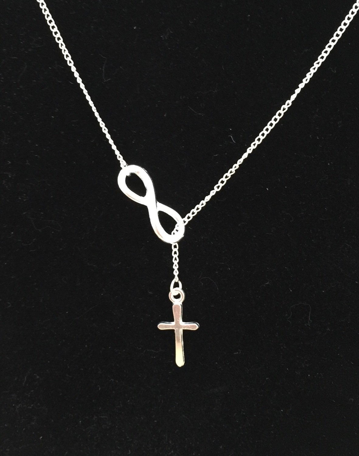 Infinity Silver Cross Necklace by ClassyNChicBoutique on Etsy
