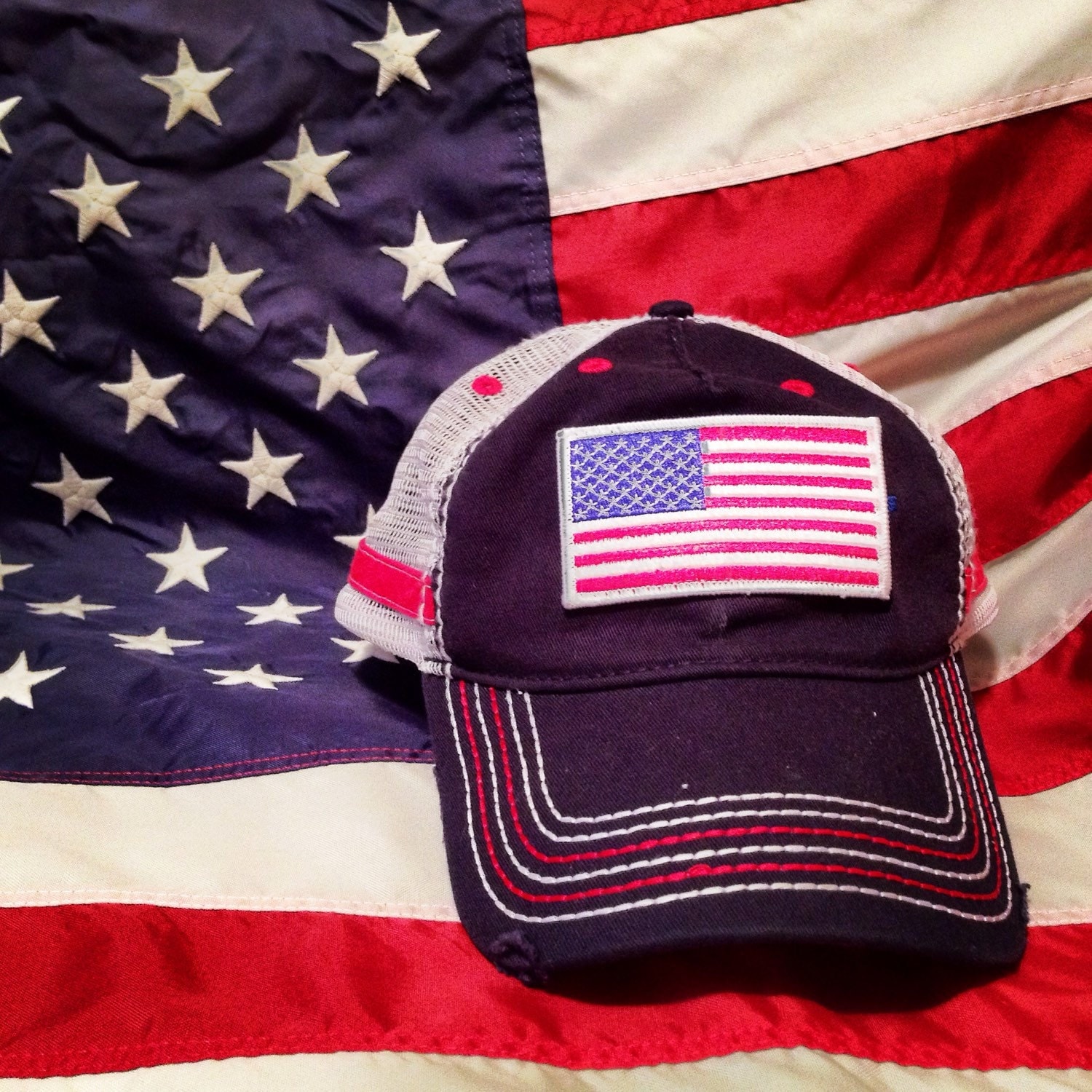 American Flag Patch Hat By Customtnworkwear On Etsy