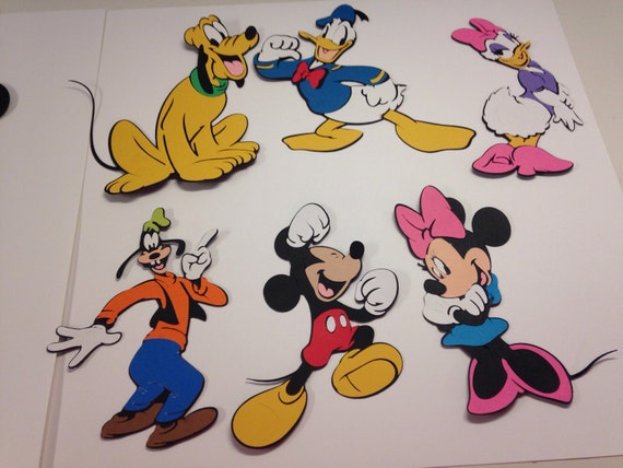 Set 3 of 6 Mickey Mouse character die cuts