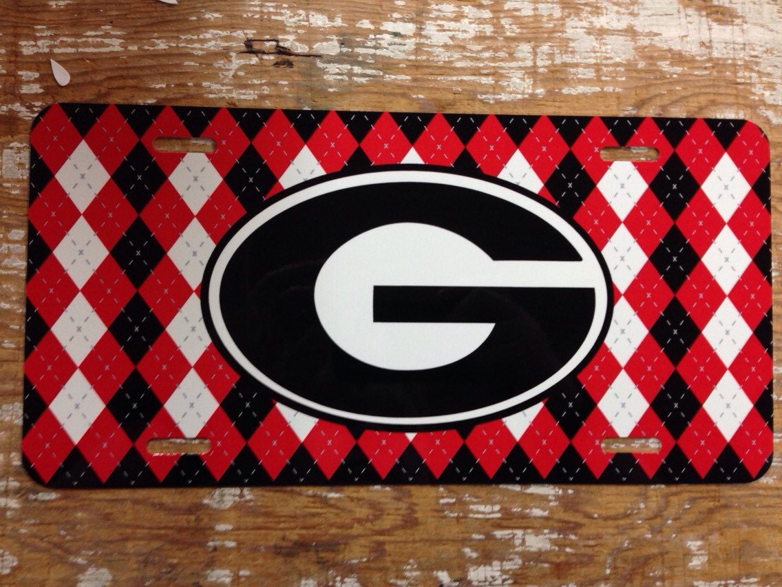 bulldogs car tag red black argyle car tag university