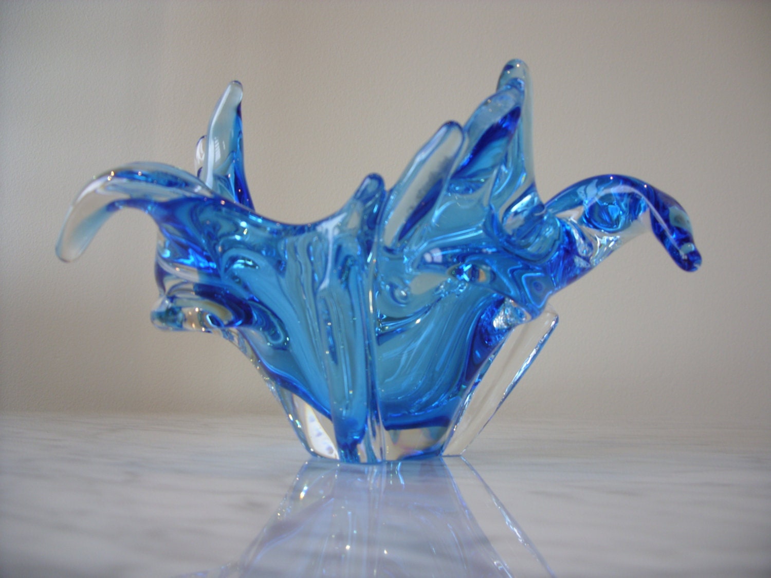 Vintage Chalet Art Glass Bowl Cobalt Blue 1960's Glass