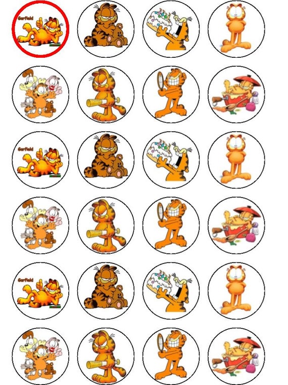 24 x Garfield Edible Rice Paper cake by christinecaketoppers