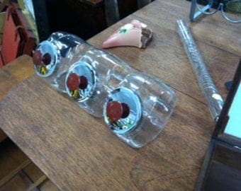 Vintage Glass Counter Display Jars with lids - set of 3